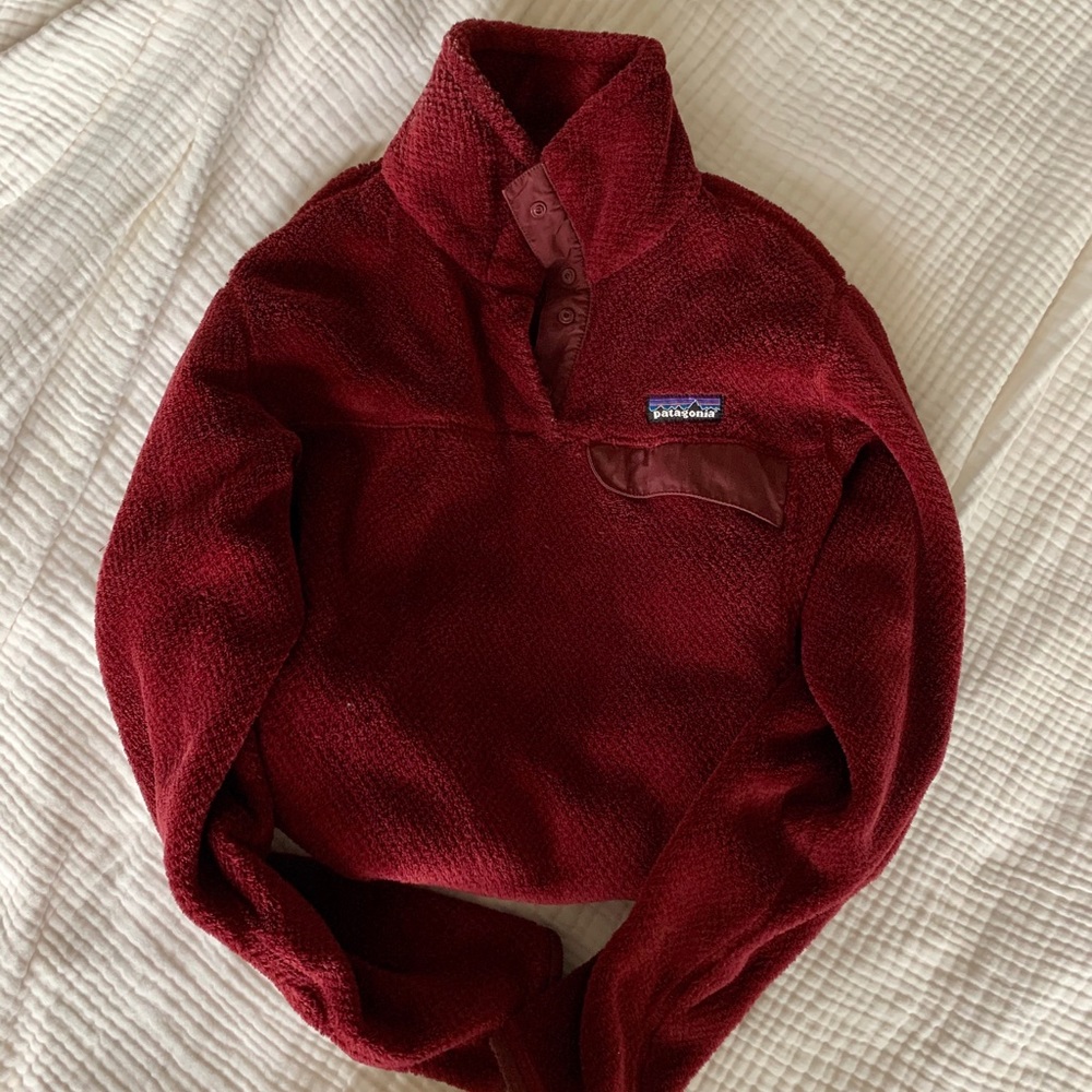 Patagonia burgundy Re-Tool furry pullover